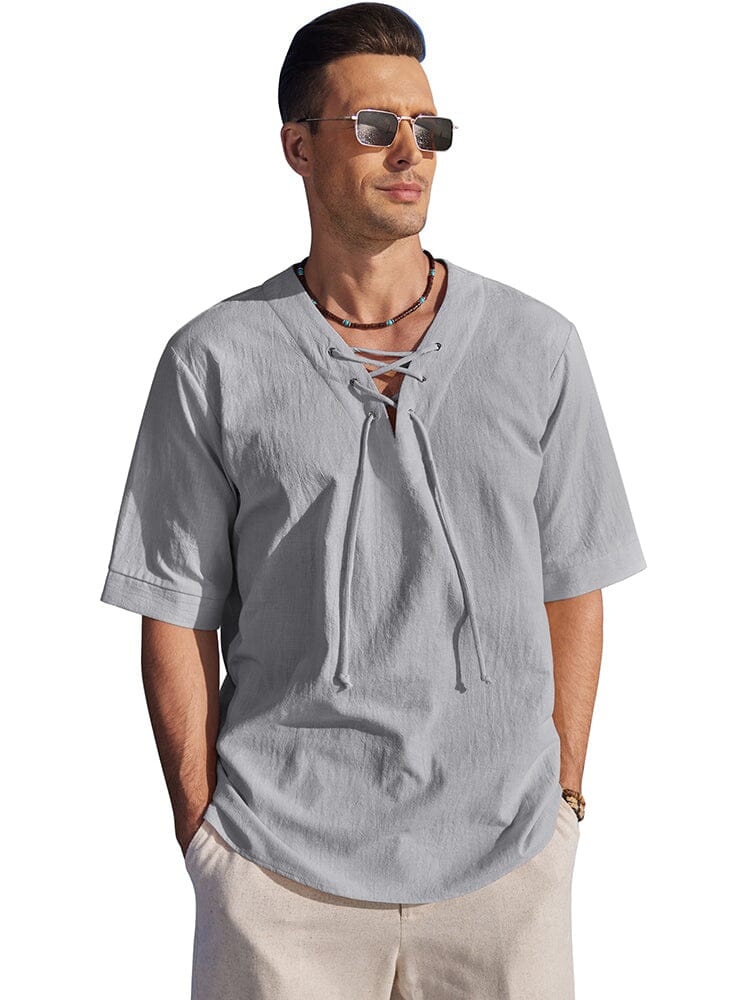 Casual Atmungsaktive Lace Up Hemd