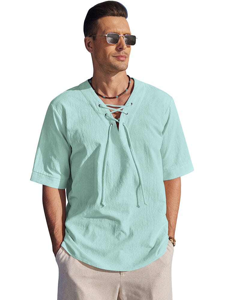 Casual Atmungsaktive Lace Up Hemd