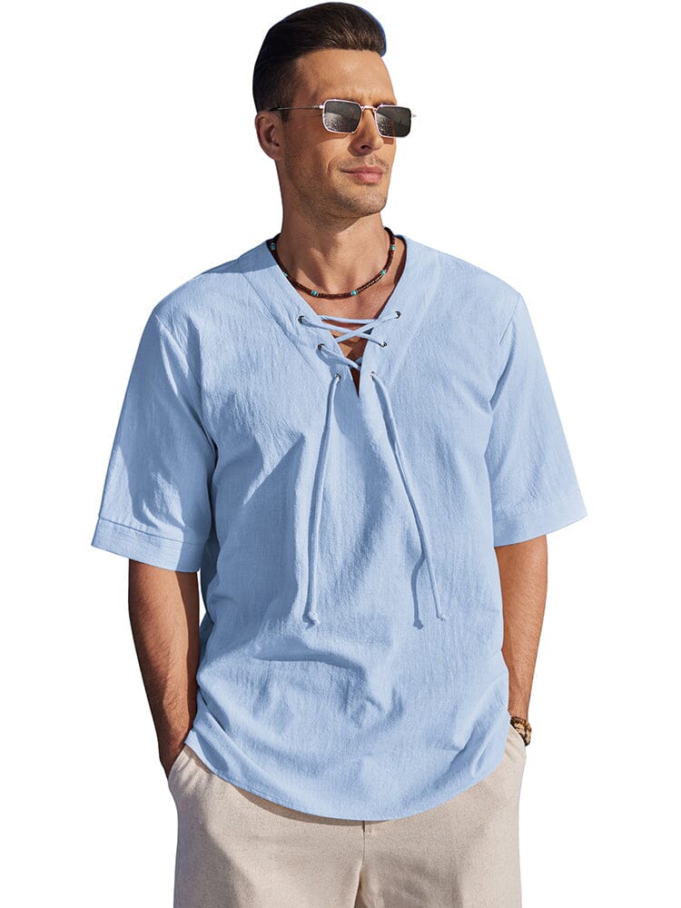Casual Atmungsaktive Lace Up Hemd