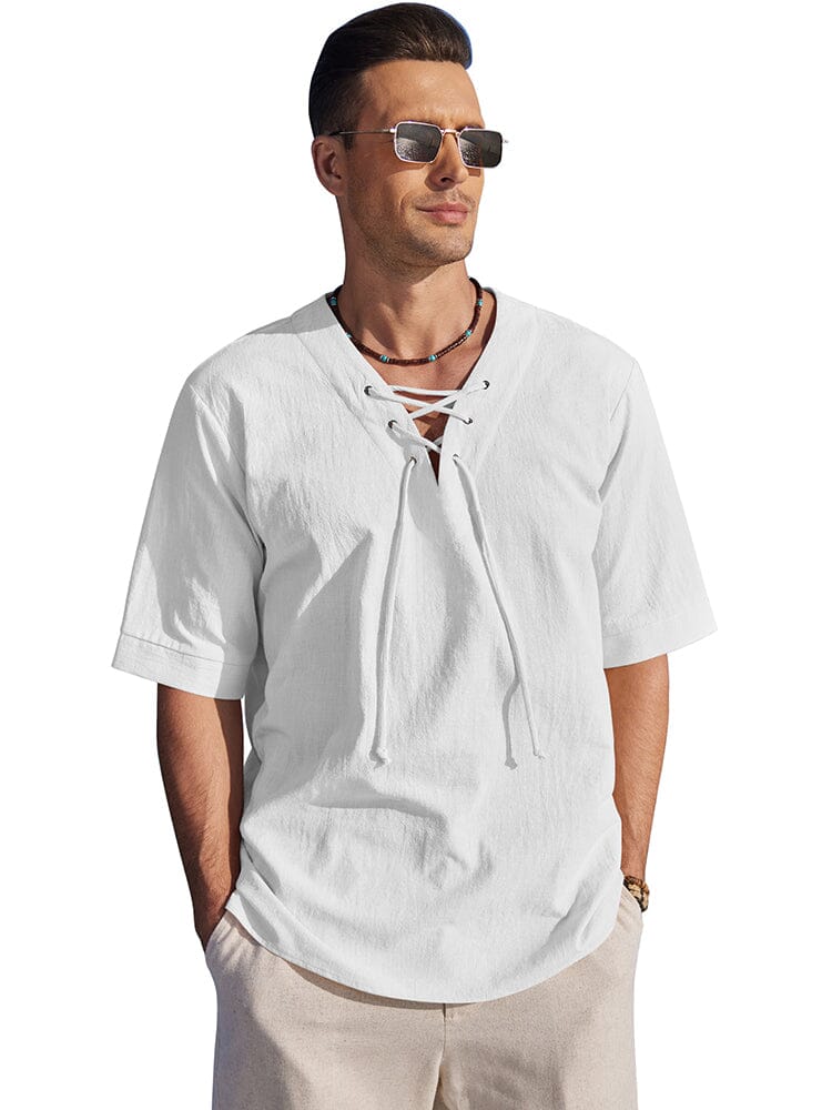 Casual Atmungsaktive Lace Up Hemd