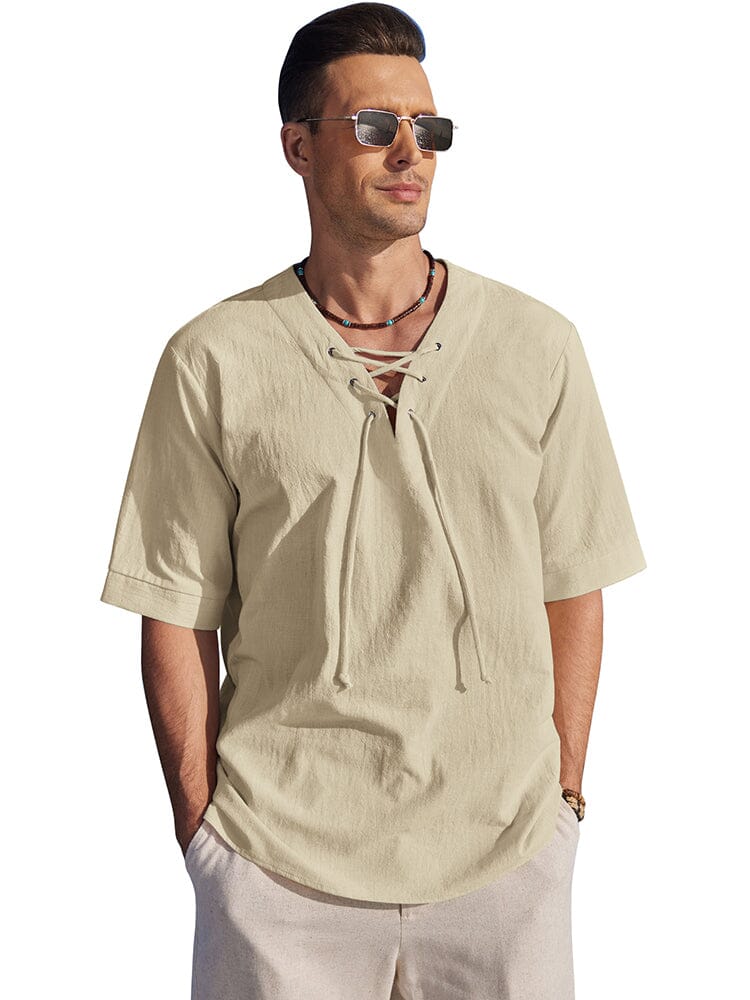 Casual Atmungsaktive Lace Up Hemd