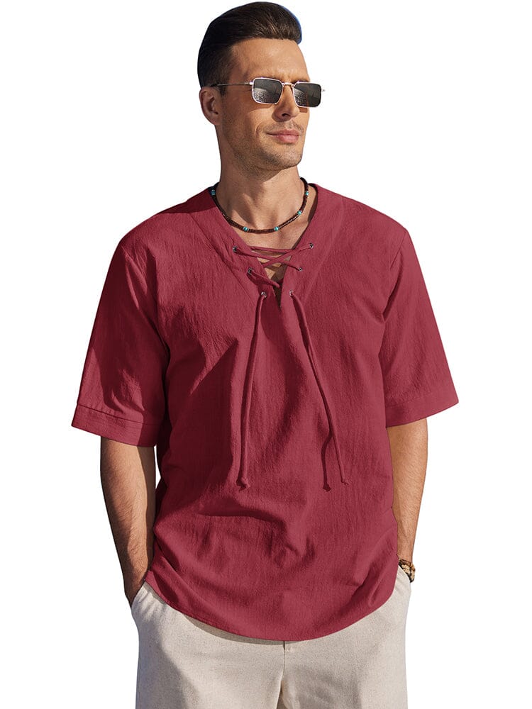 Casual Atmungsaktive Lace Up Hemd