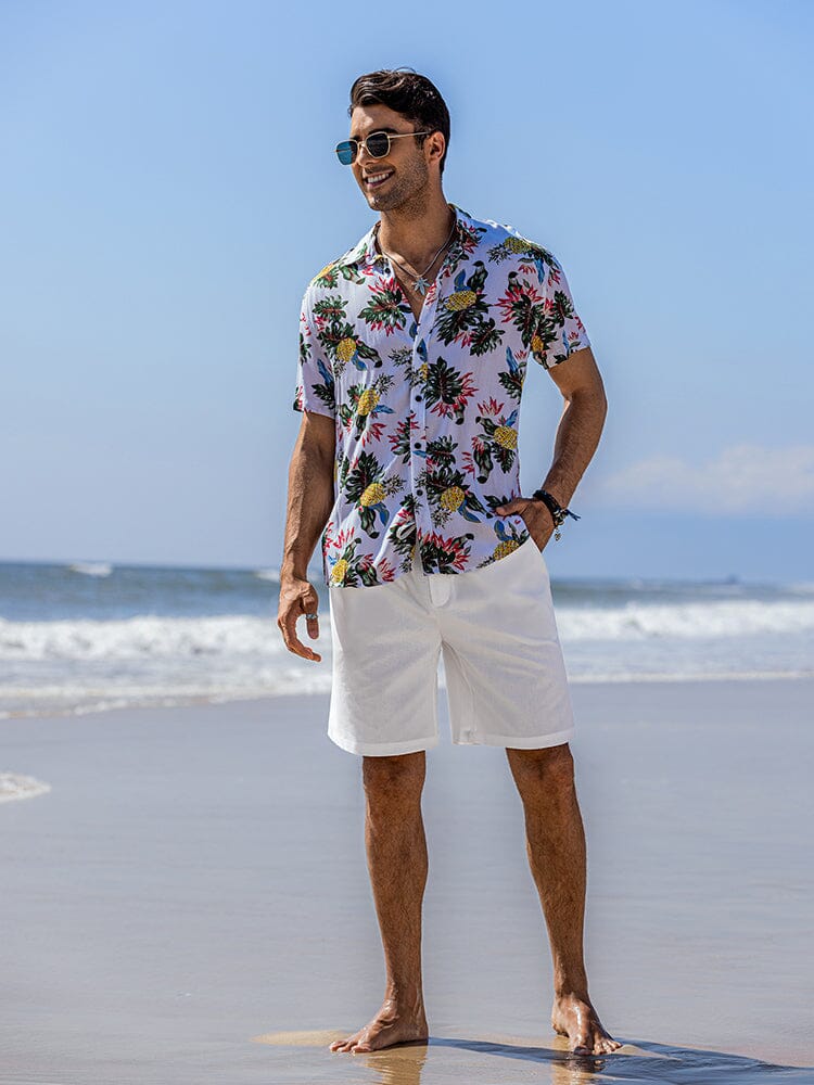 Klassisch Elastische Waist Leinen Shorts