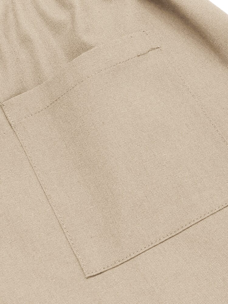 Klassisch Elastische Waist Leinen Shorts