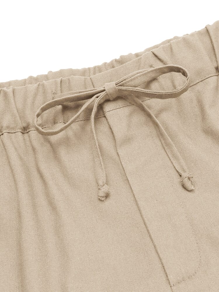 Klassisch Elastische Waist Leinen Shorts