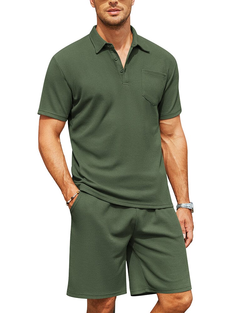 Cozy Waffle Polo Trainingsanzug Sets