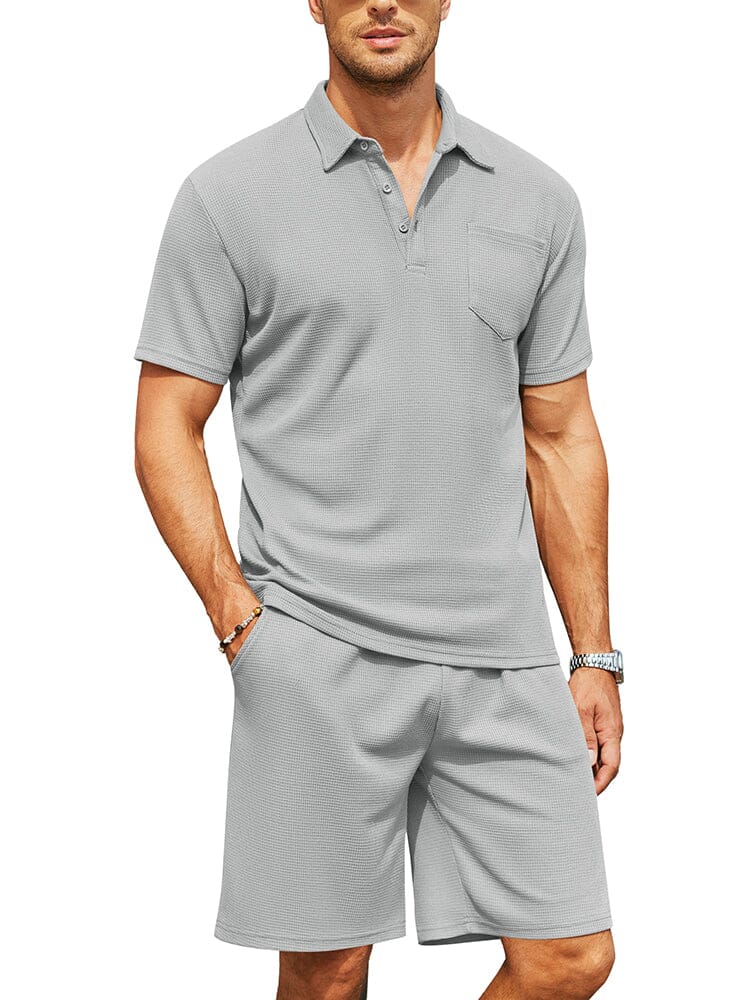 Cozy Waffle Polo Trainingsanzug Sets
