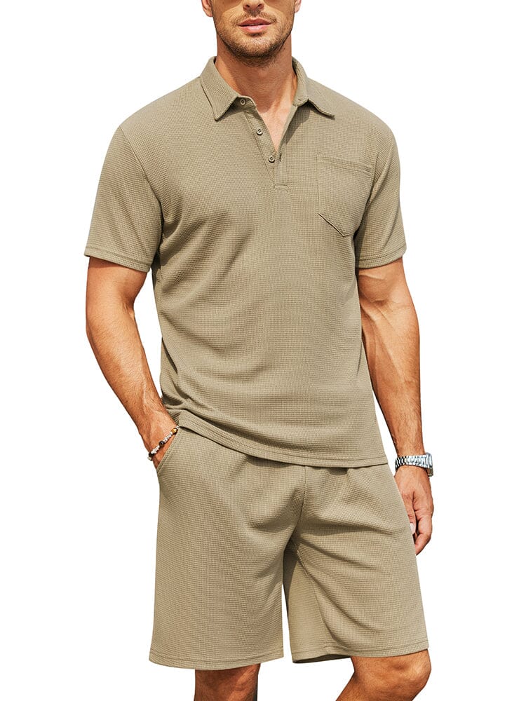 Cozy Waffle Polo Trainingsanzug Sets