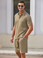Cozy Waffle Polo Trainingsanzug Sets