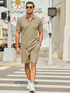 Cozy Waffle Polo Trainingsanzug Sets