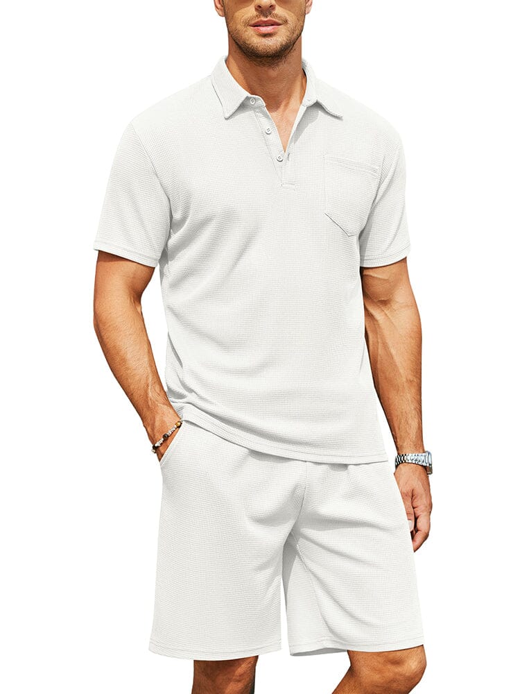 Cozy Waffle Polo Trainingsanzug Sets