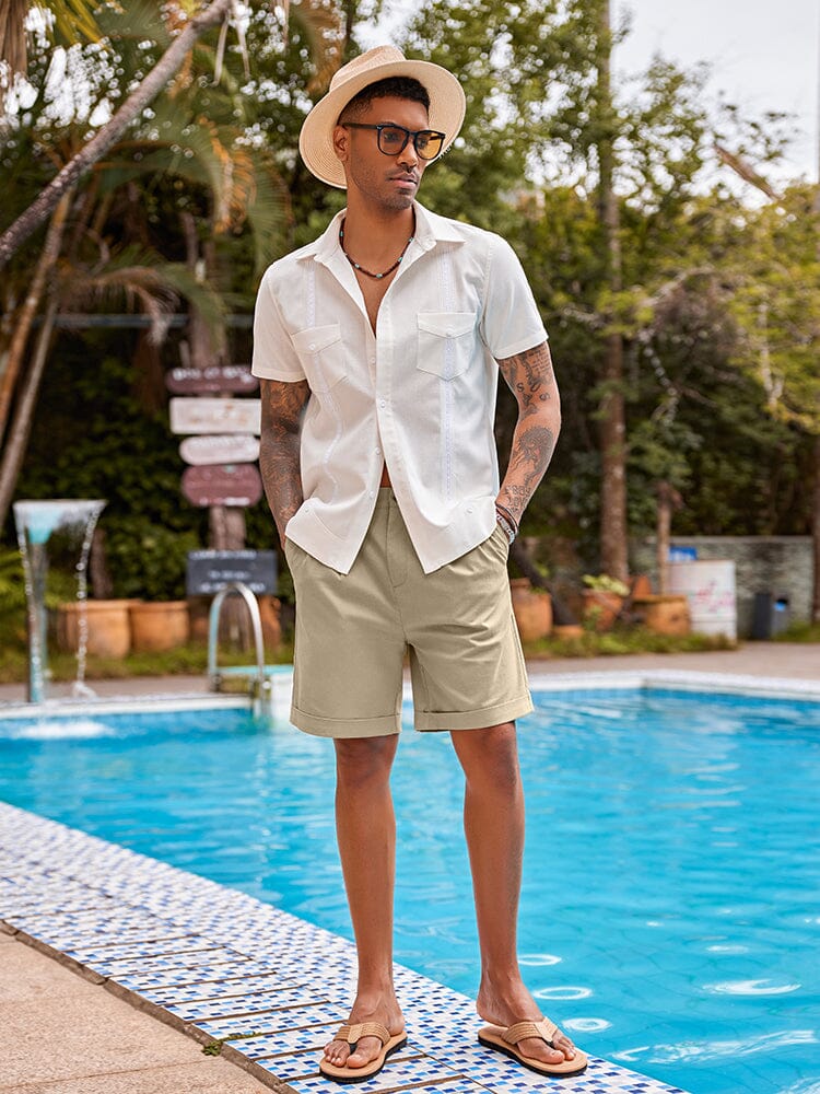 Klassisch Uni Leinen Shorts