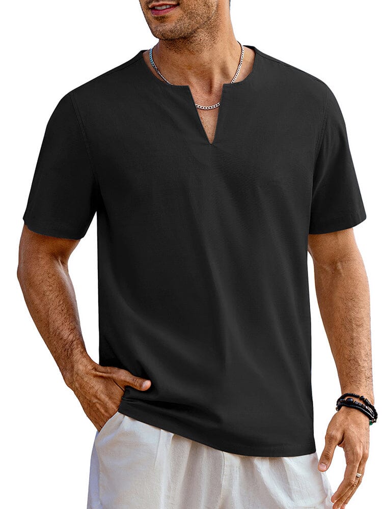 Casual Leinen Stil Henley Hemd