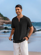 Casual Leinen Stil Henley Hemd