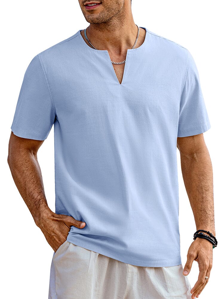 Casual Leinen Stil Henley Hemd