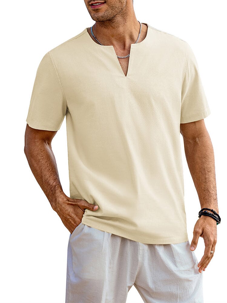 Casual Leinen Stil Henley Hemd