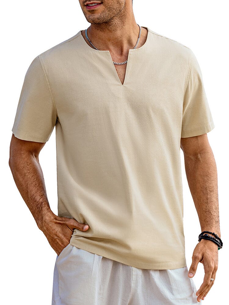 Casual Leinen Stil Henley Hemd