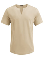 Casual Leinen Stil Henley Hemd