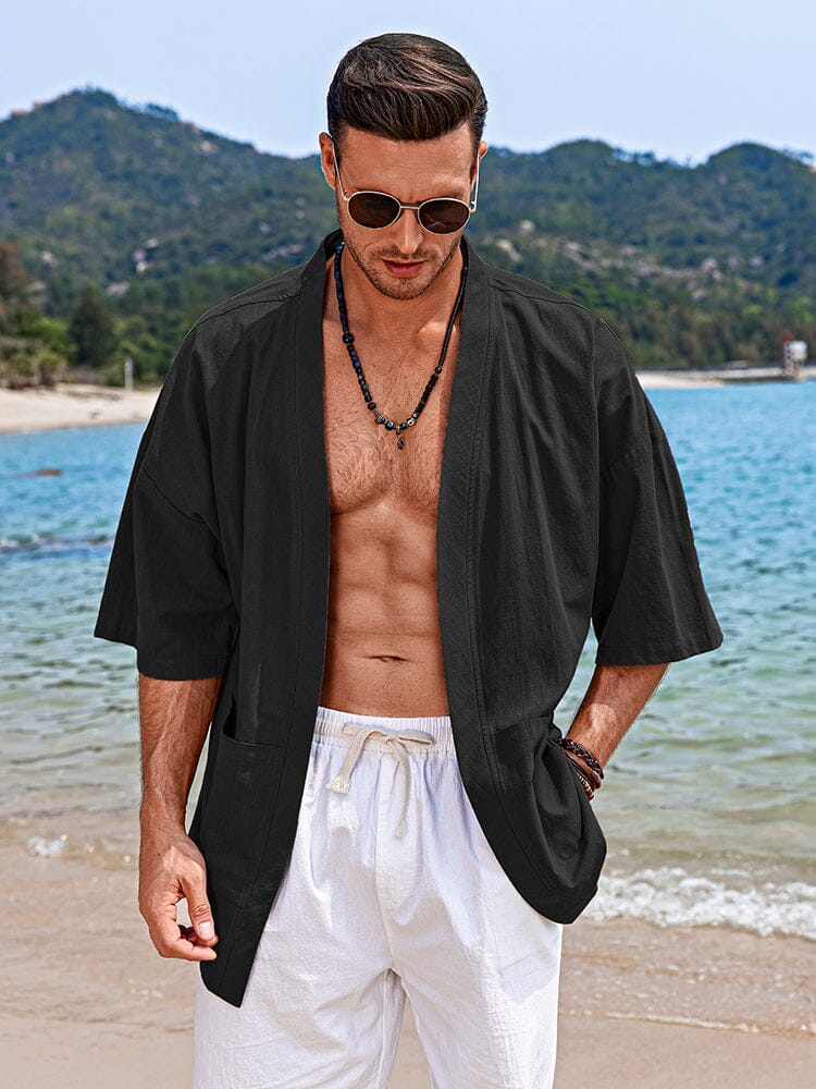 Baumwolle Leinen Kimono Hemd