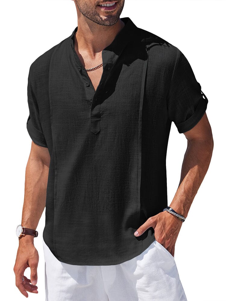 Soft Leinen Blend Henley Hemd