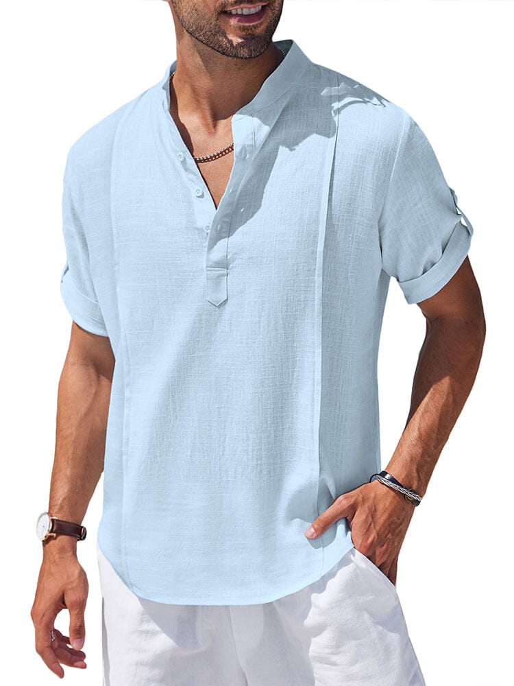 Soft Leinen Blend Henley Hemd