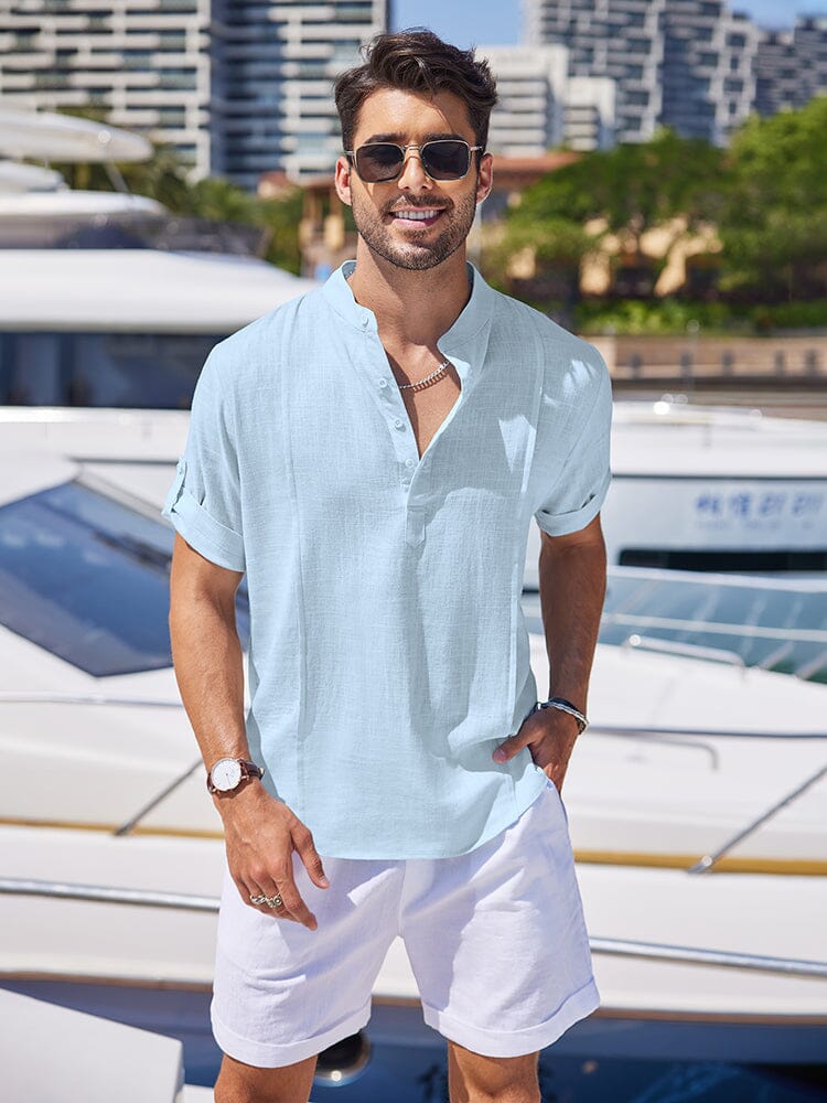 Soft Leinen Blend Henley Hemd