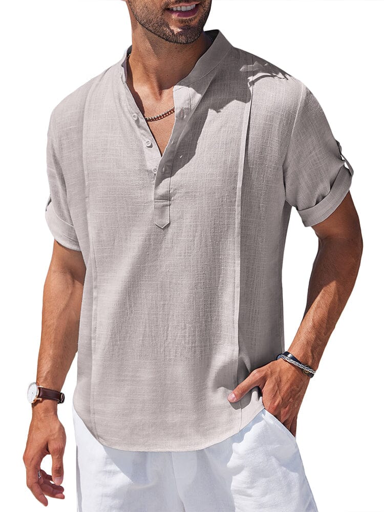 Soft Leinen Blend Henley Hemd