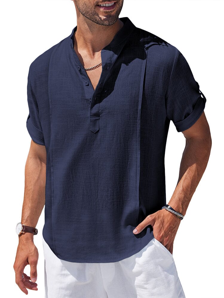 Soft Leinen Blend Henley Hemd
