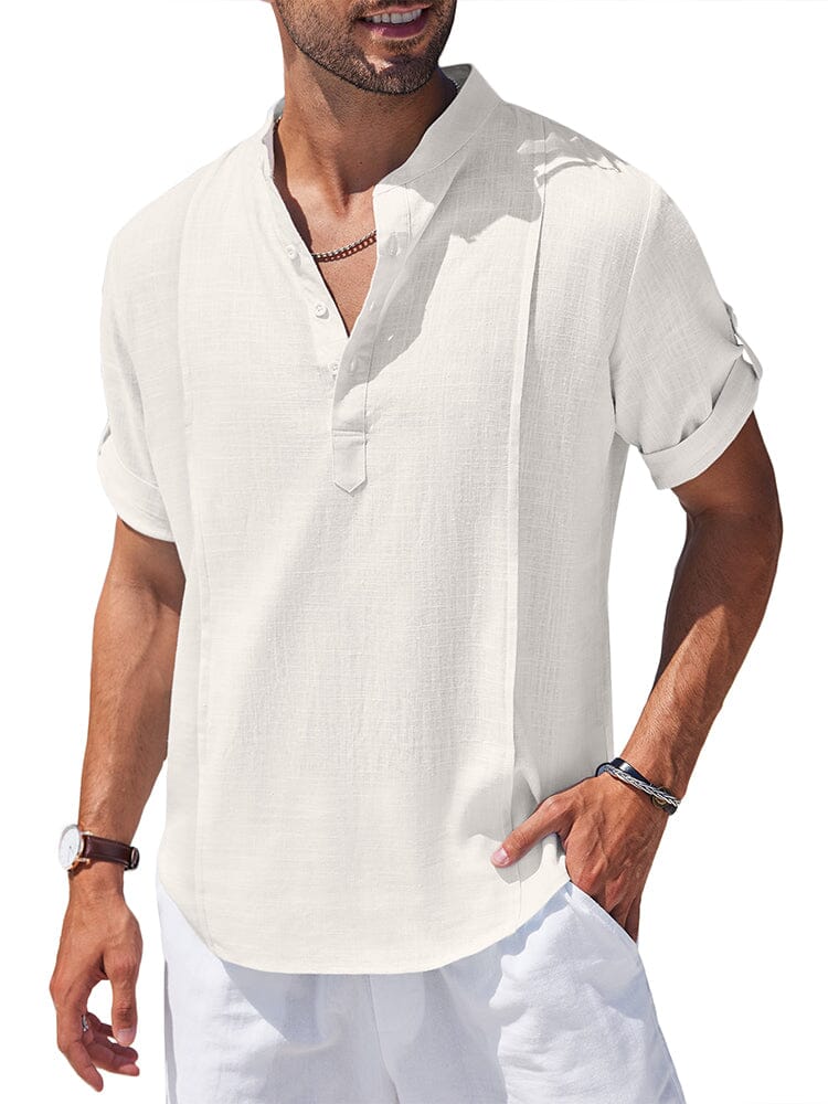 Soft Leinen Blend Henley Hemd