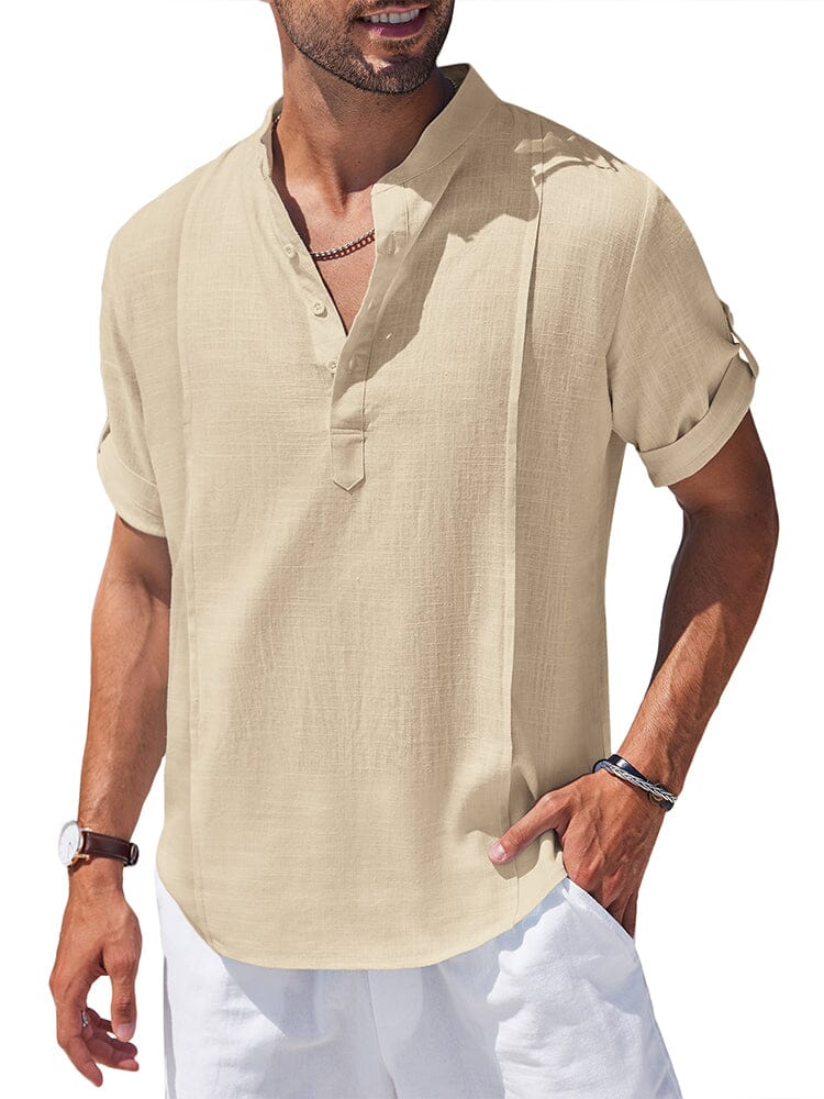 Soft Leinen Blend Henley Hemd