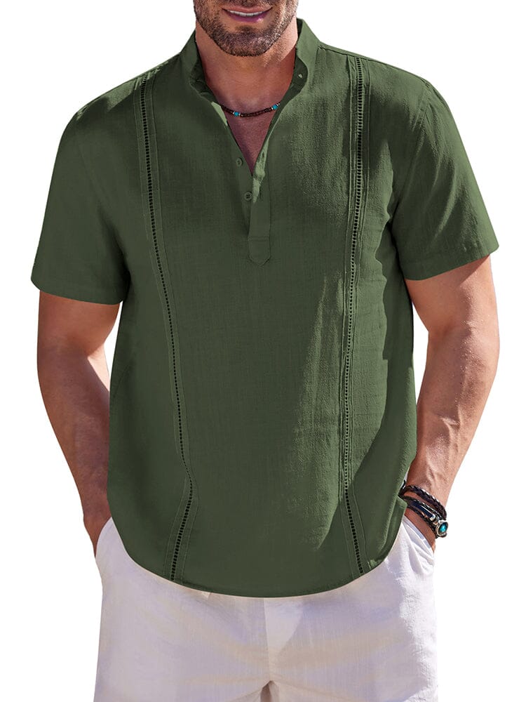 Casual Uni Baumwolle Henley Hemd