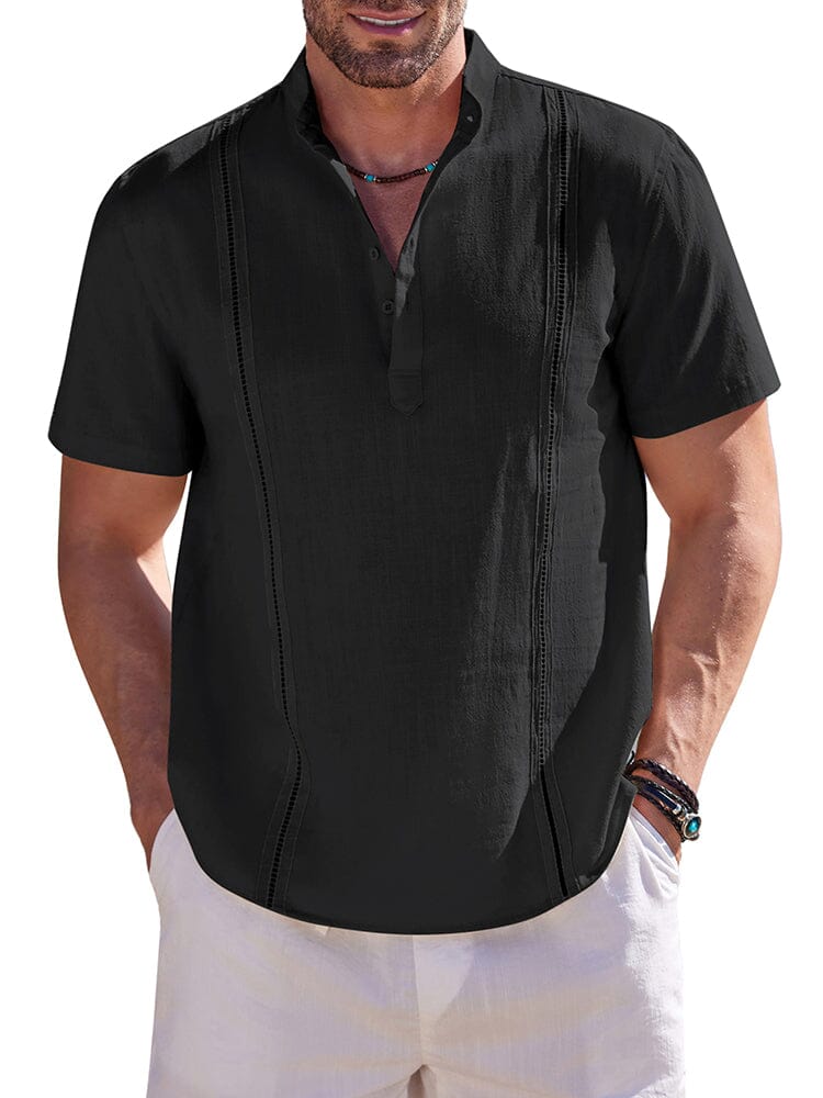 Casual Uni Baumwolle Henley Hemd