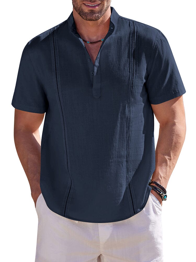 Casual Uni Baumwolle Henley Hemd
