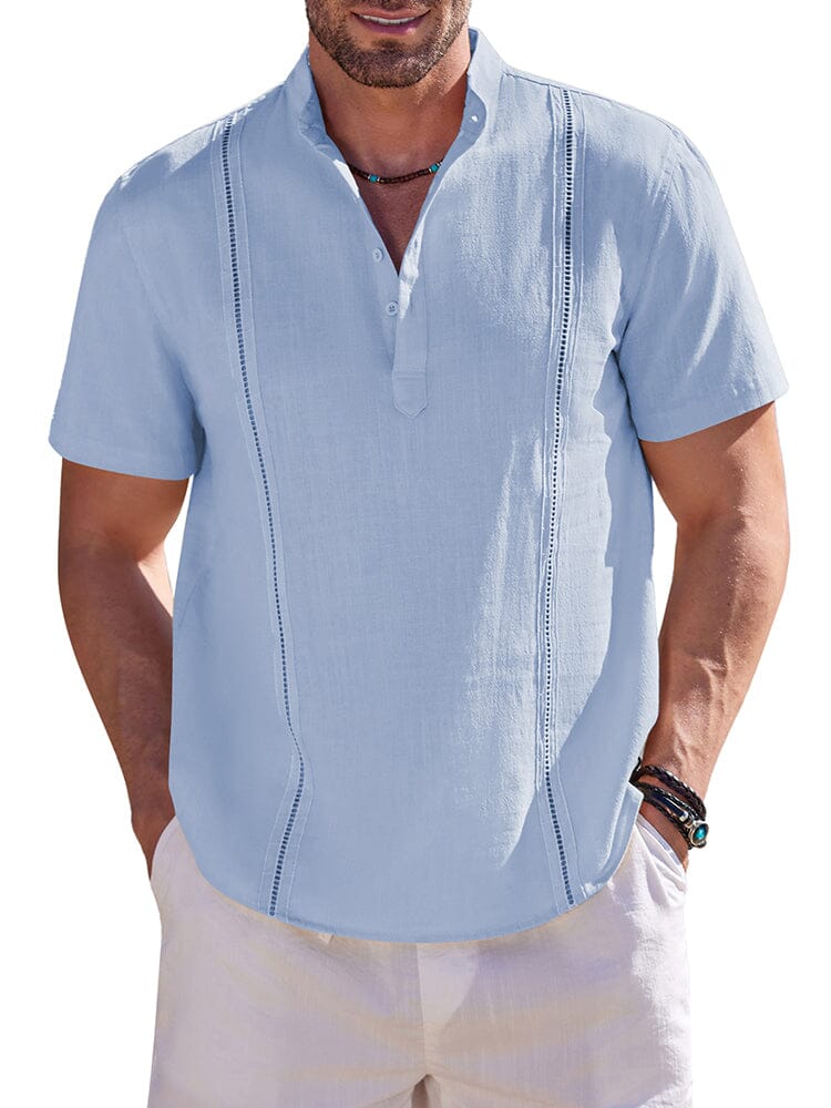Casual Uni Baumwolle Henley Hemd