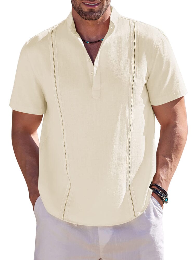 Casual Uni Baumwolle Henley Hemd