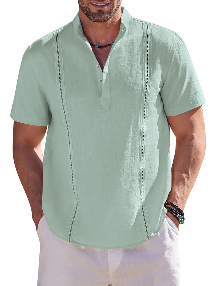 Casual Uni Baumwolle Henley Hemd
