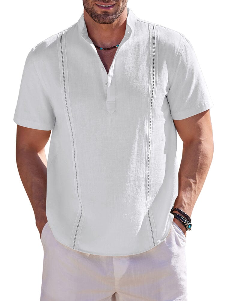 Casual Uni Baumwolle Henley Hemd
