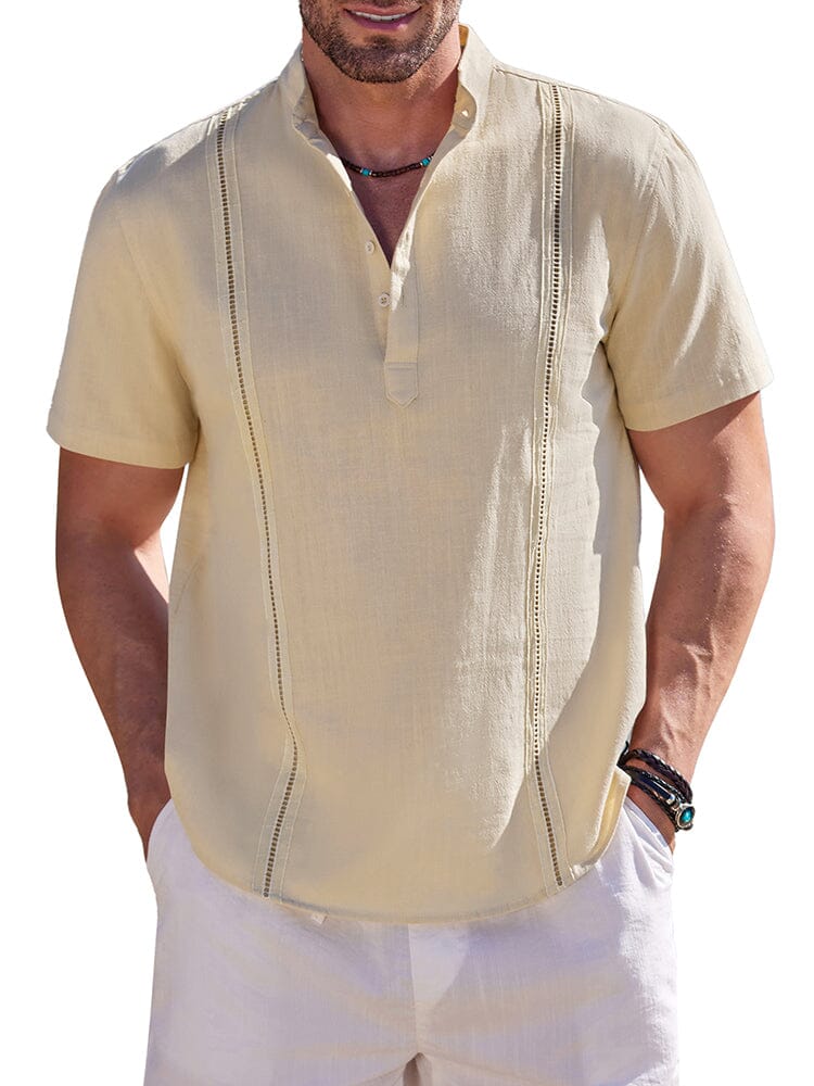 Casual Uni Baumwolle Henley Hemd
