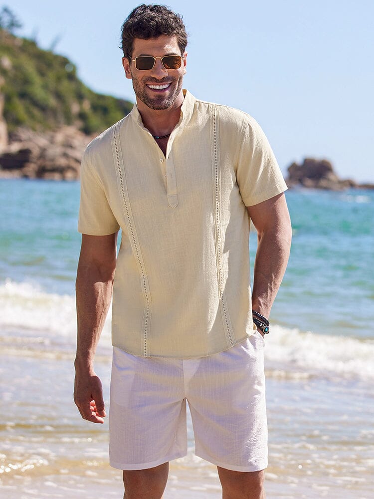 Casual Uni Baumwolle Henley Hemd