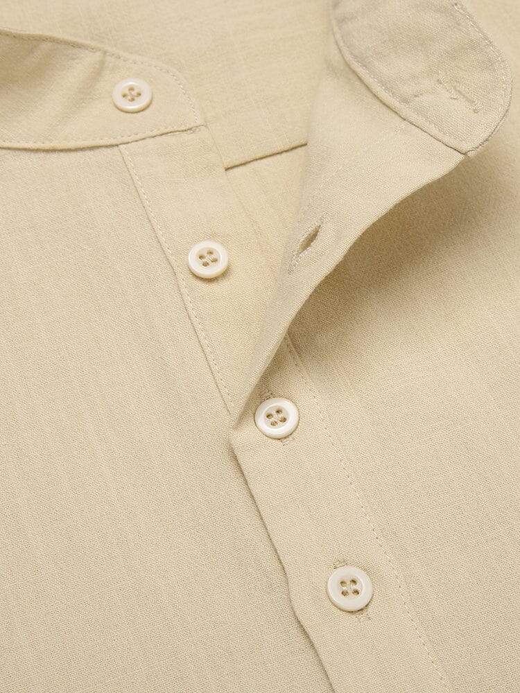 Casual Uni Baumwolle Henley Hemd