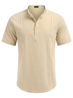 Casual Uni Baumwolle Henley Hemd