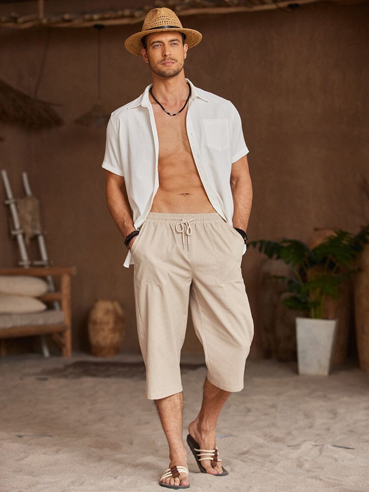 Casual Leinen 3/4 Strand Yoga Shorts