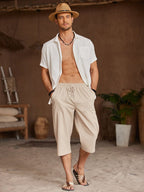 Casual Leinen 3/4 Strand Yoga Shorts