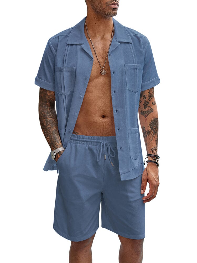 Casual Atmungsaktive Leinen Hemd Sets