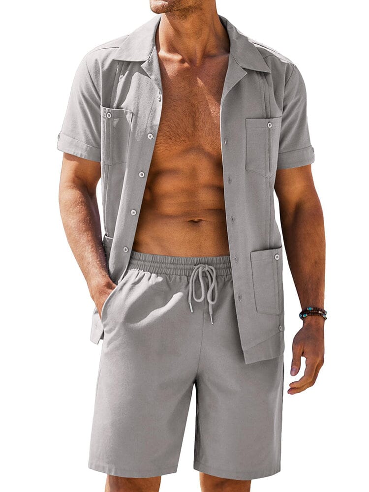 Casual Atmungsaktive Leinen Hemd Sets