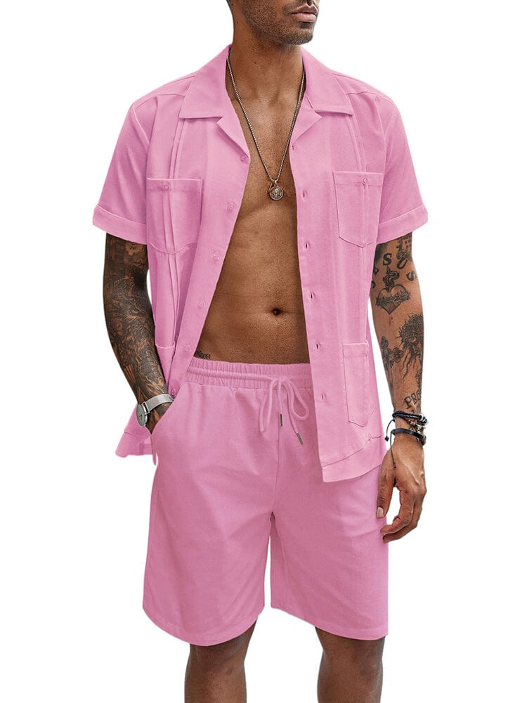 Casual Atmungsaktive Leinen Hemd Sets