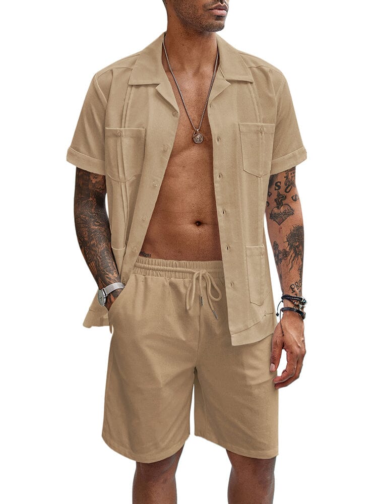 Casual Atmungsaktive Leinen Hemd Sets