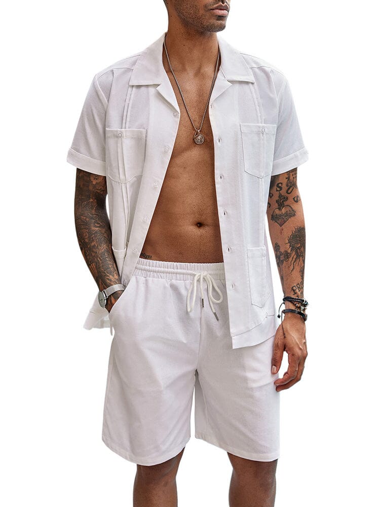 Casual Atmungsaktive Leinen Hemd Sets