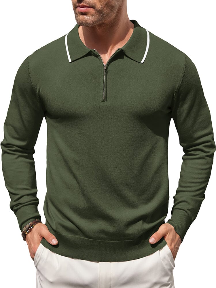 Klassisch Quarter Zip Polo Hemd