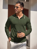 Klassisch Quarter Zip Polo Hemd